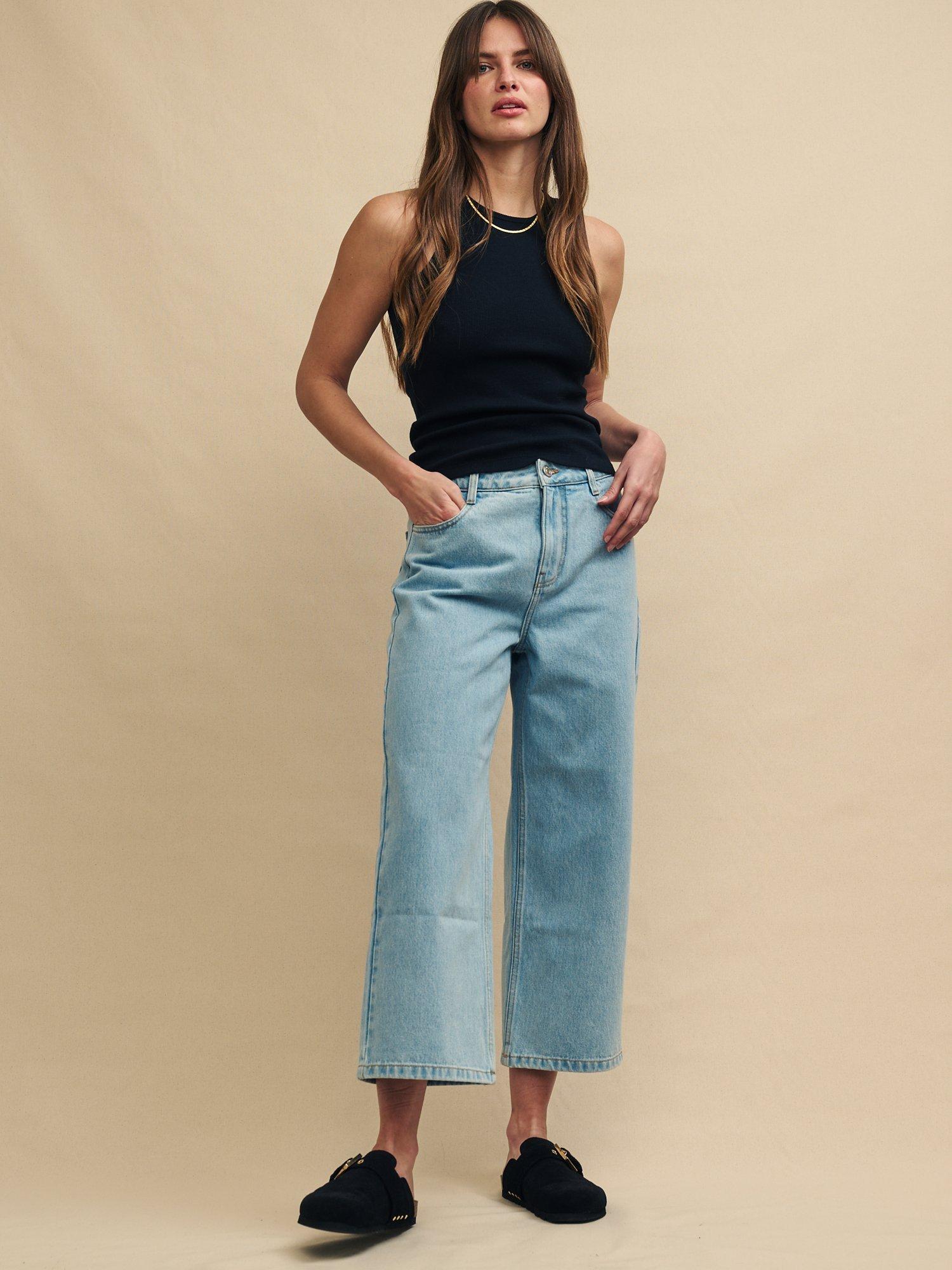 Nobody's Child Cropped Wide Leg Jeans, Blue, 10