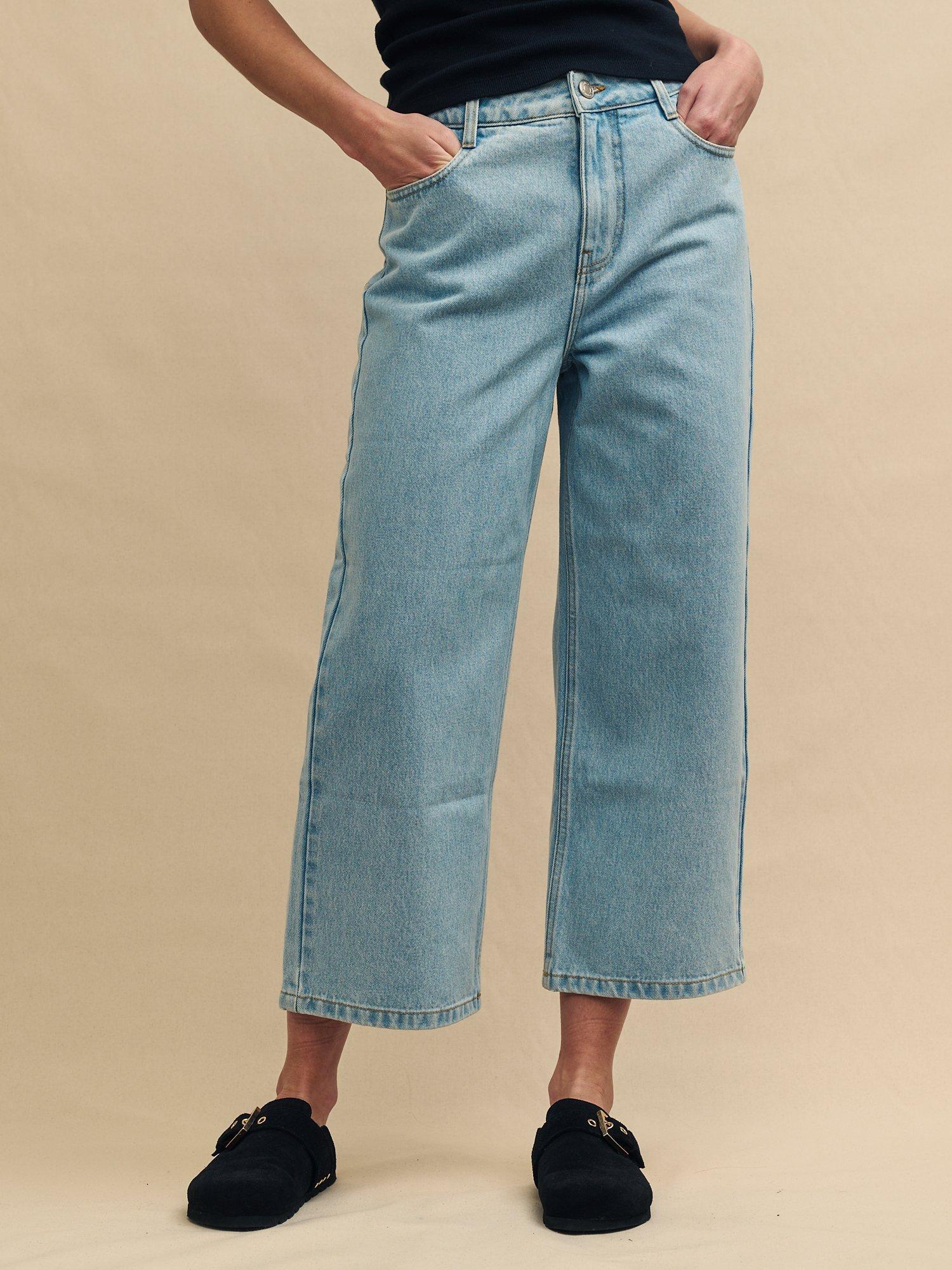 Nobody's Child Cropped Wide Leg Jeans, Blue, 10