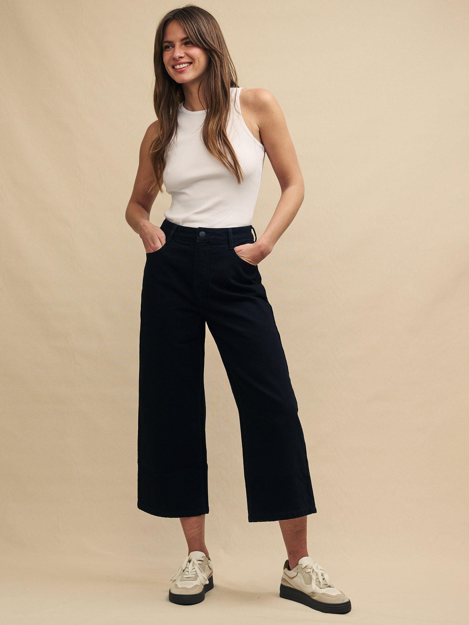 Nobody's Child Cropped Wide Leg Jeans, Black