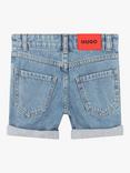 HUGO Kids' Denim Cotton Blend Bermuda Shorts