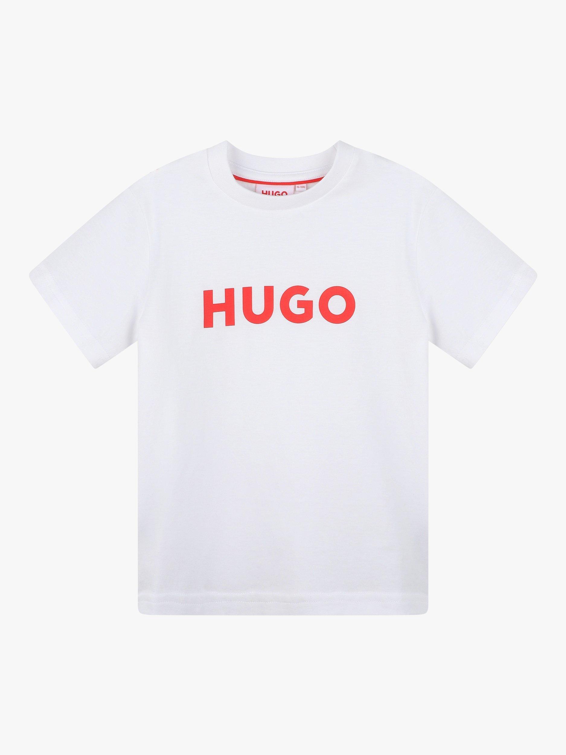 HUGO Kids' Large Logo Print T-Shirt, White/Red