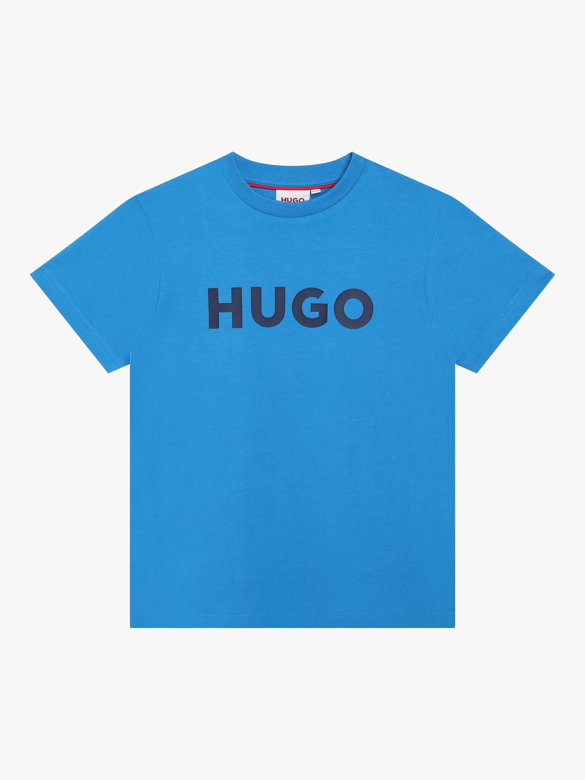 HUGO Kids' Large Logo Print T-Shirt, Blue/Navy