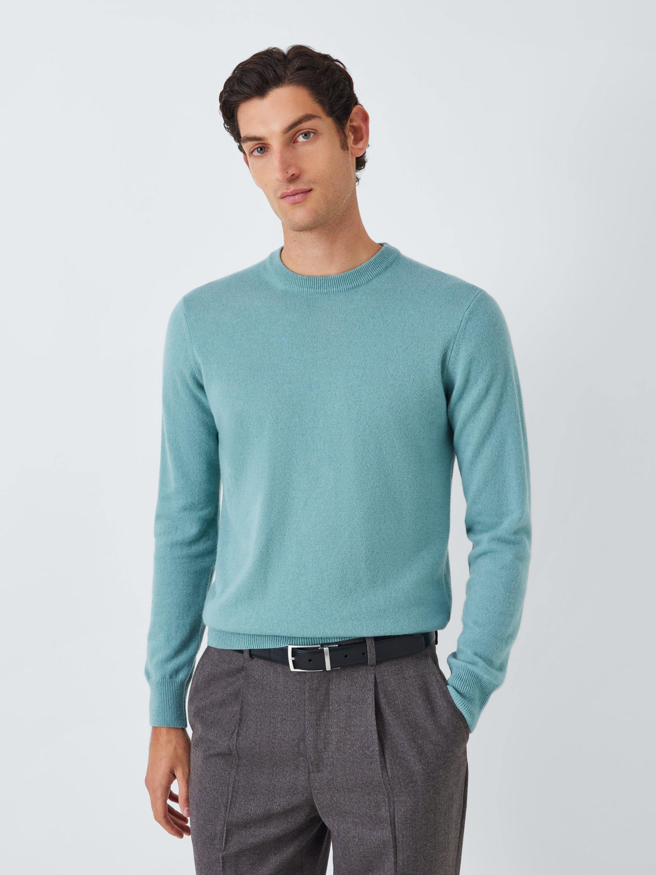 John Lewis Made in Italy Cashmere Crew Neck Jumper, Blue Surf
