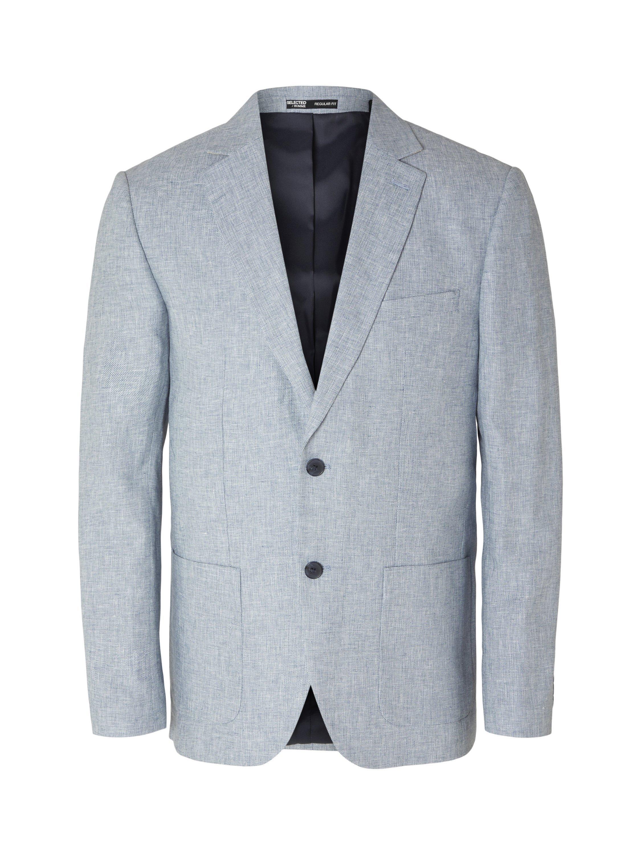 SELECTED HOMME Regular Fit Linen Blazer, Light Blue, 40R