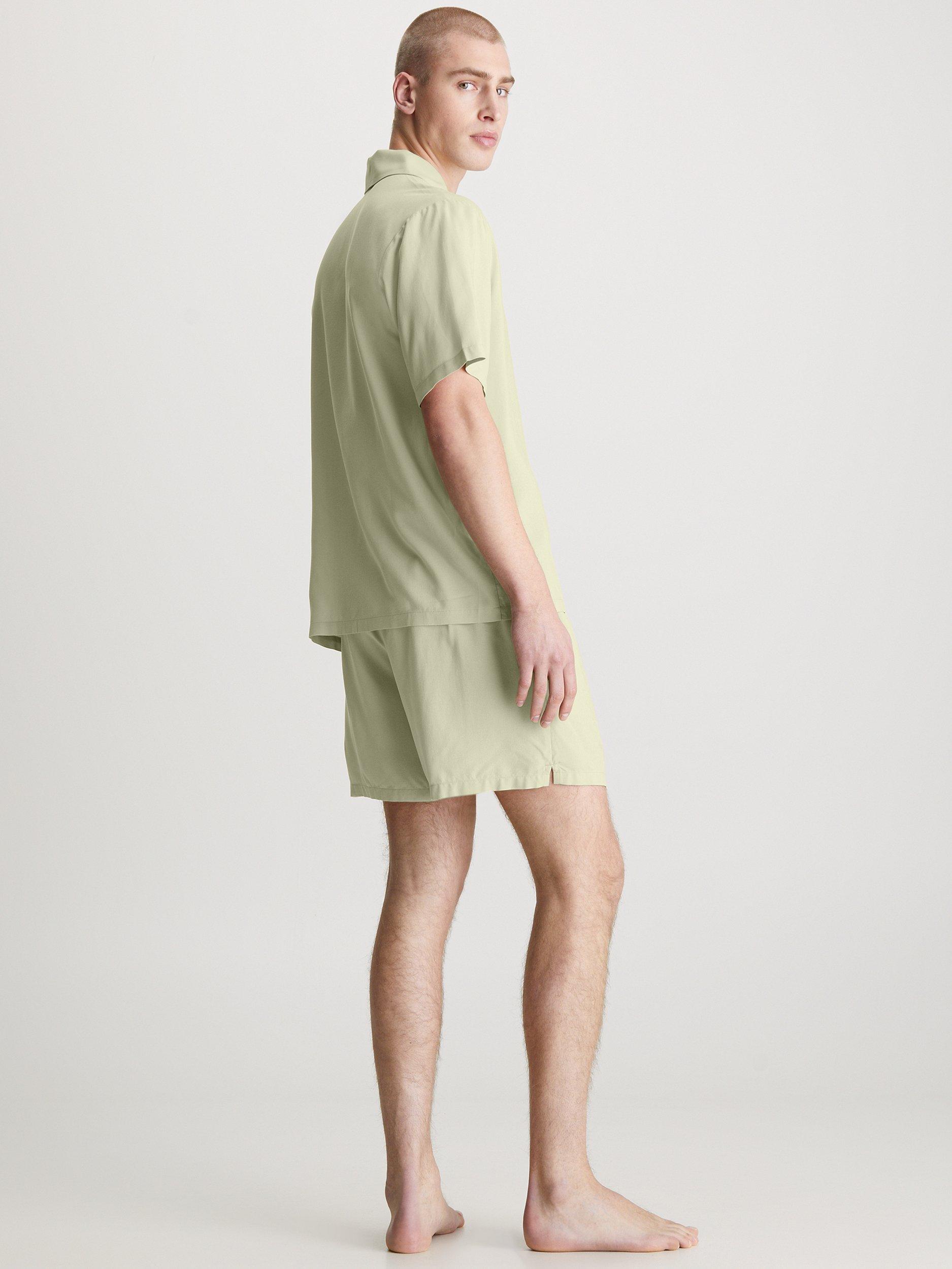Product image 2 of 4, which shows Calvin Klein Pure Shorts Pyjama Shirt Set, Moss Grey, L