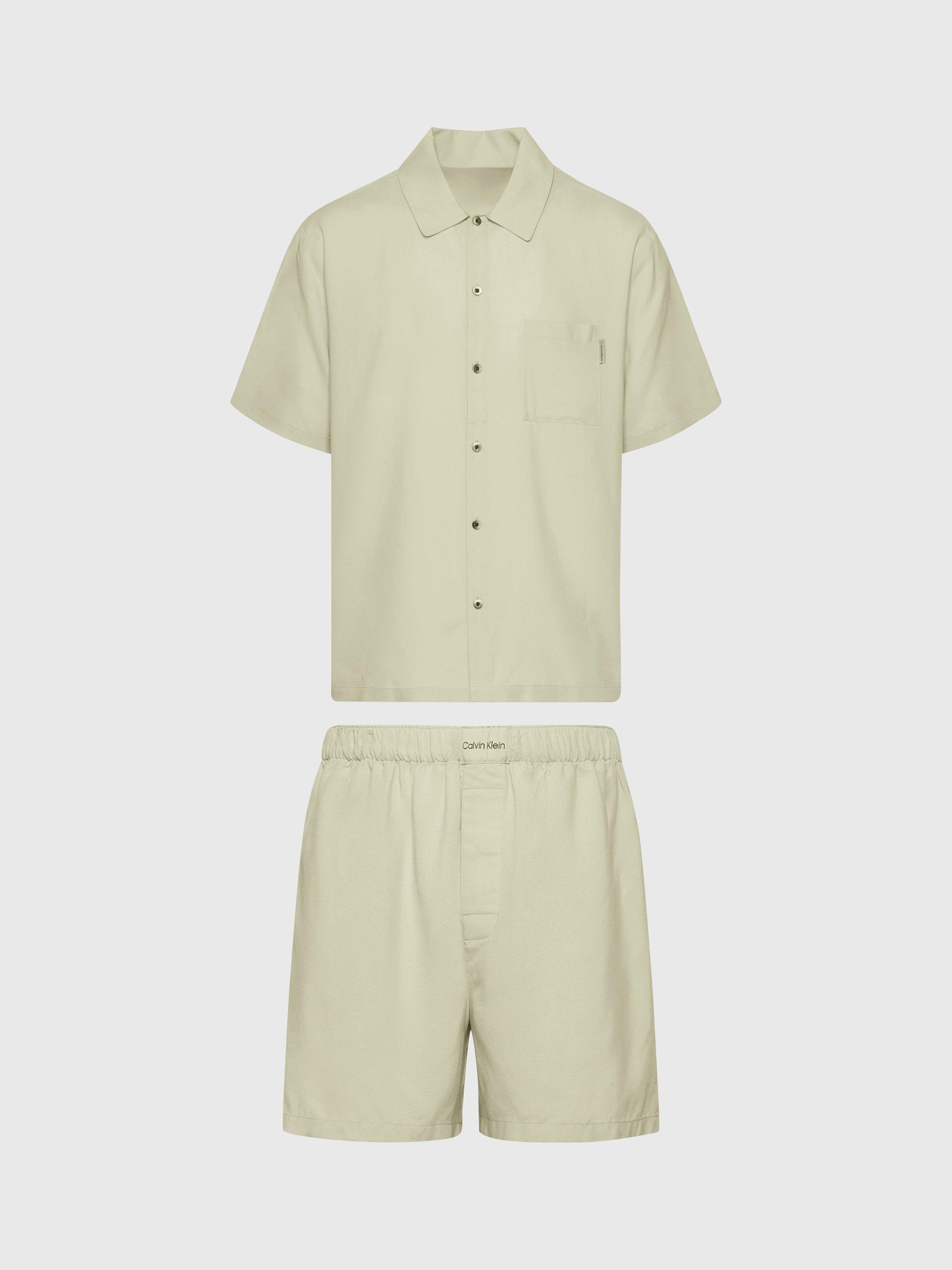 Product image 3 of 4, which shows Calvin Klein Pure Shorts Pyjama Shirt Set, Moss Grey, L