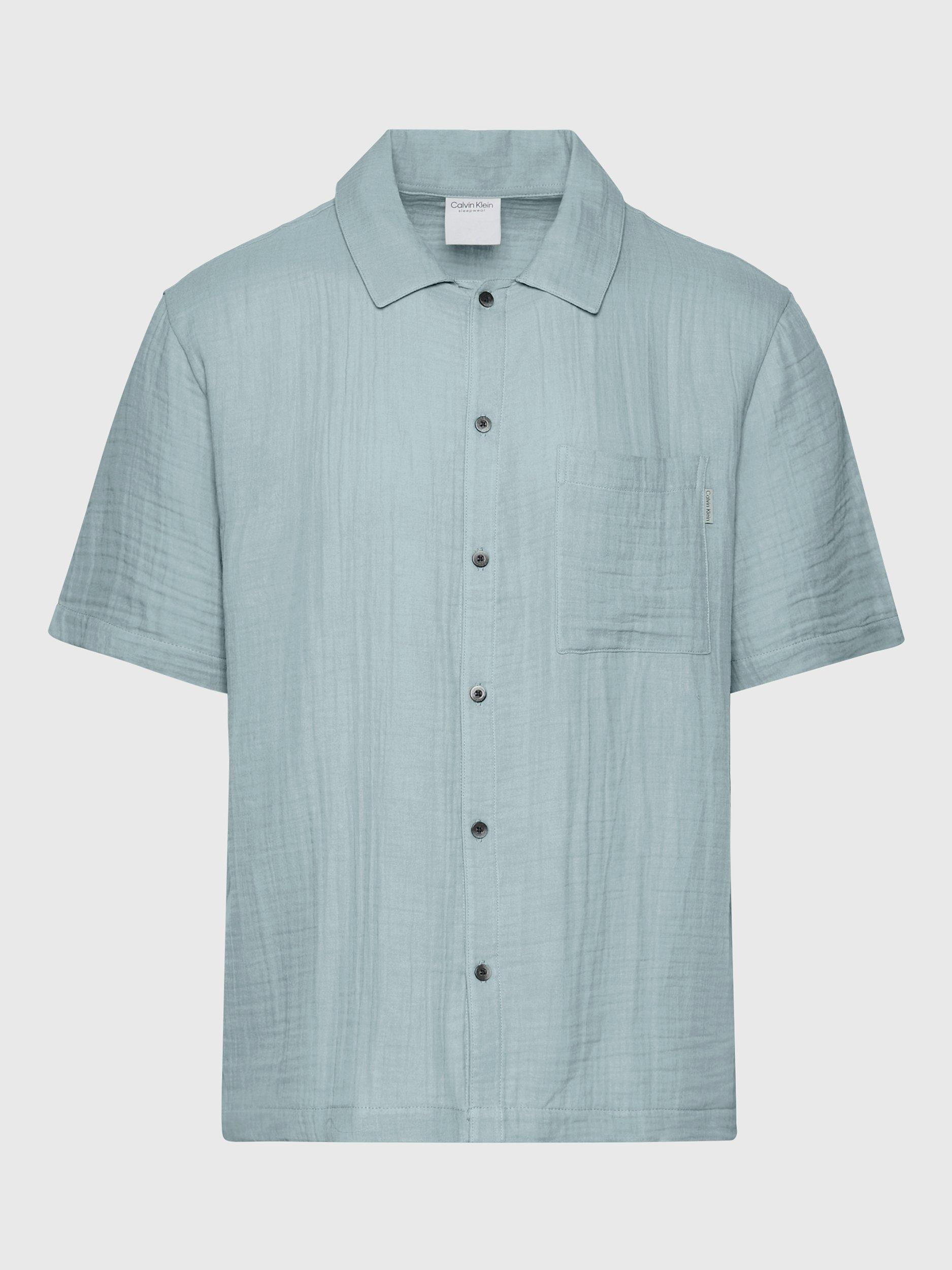 Calvin Klein Cotton Textured Pyjama Shirt, Arona Blue