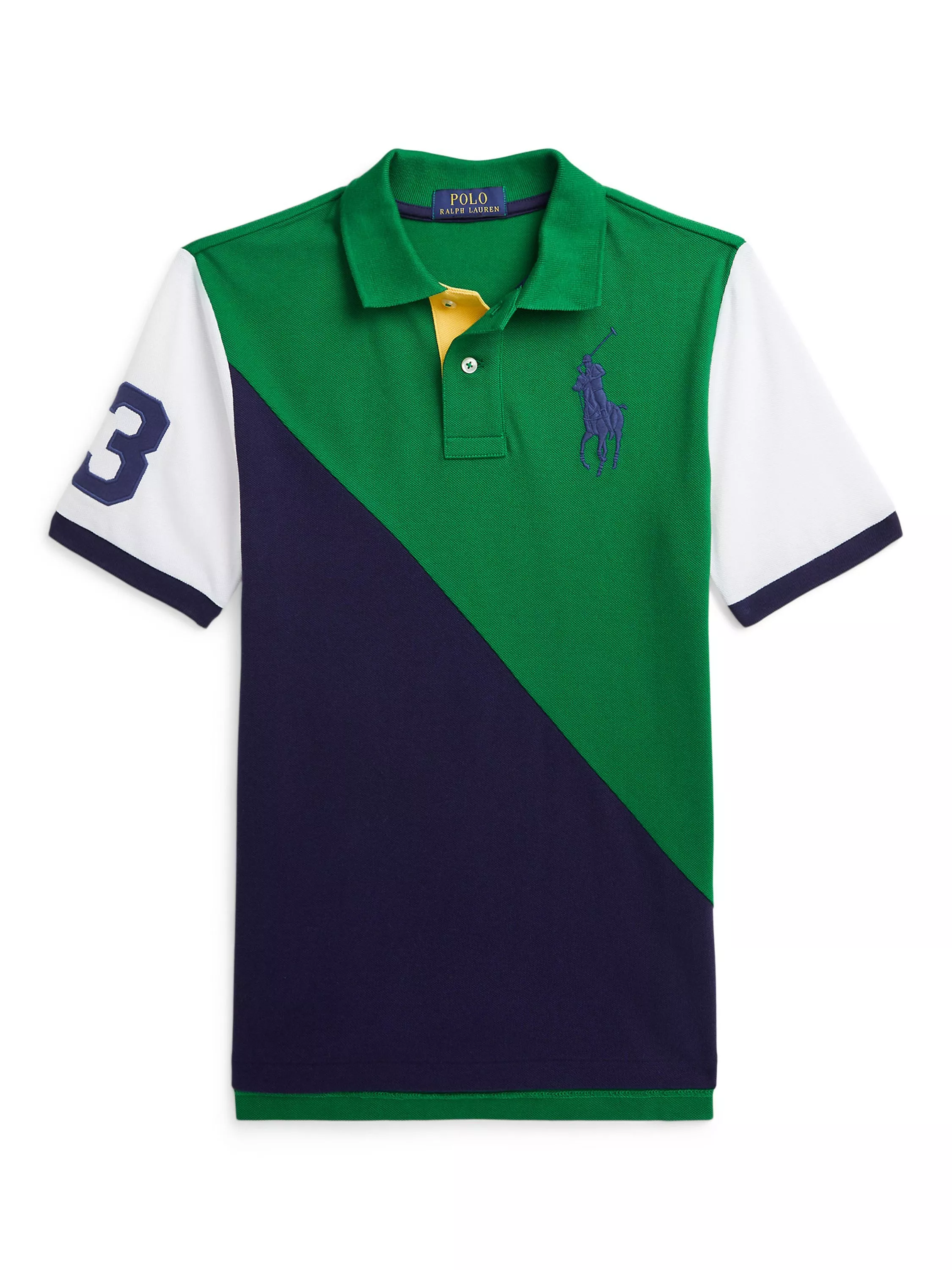 Ralph Lauren Colour Block Big Pony Polo Shirt Green Multi