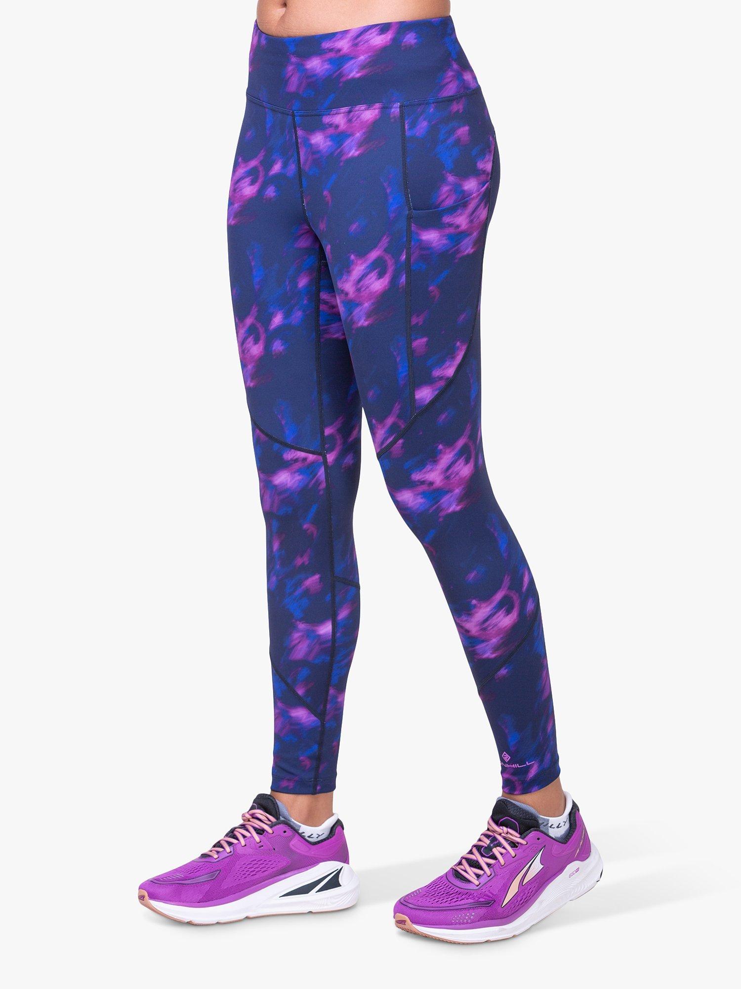 Ronhill Fresh Print Leggings, Purple/Multi, 8
