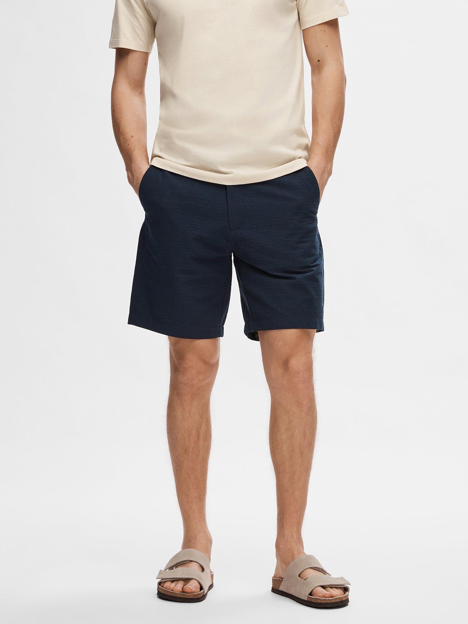 SELECTED HOMME Regular Fitted Seersucker Shorts, Blue