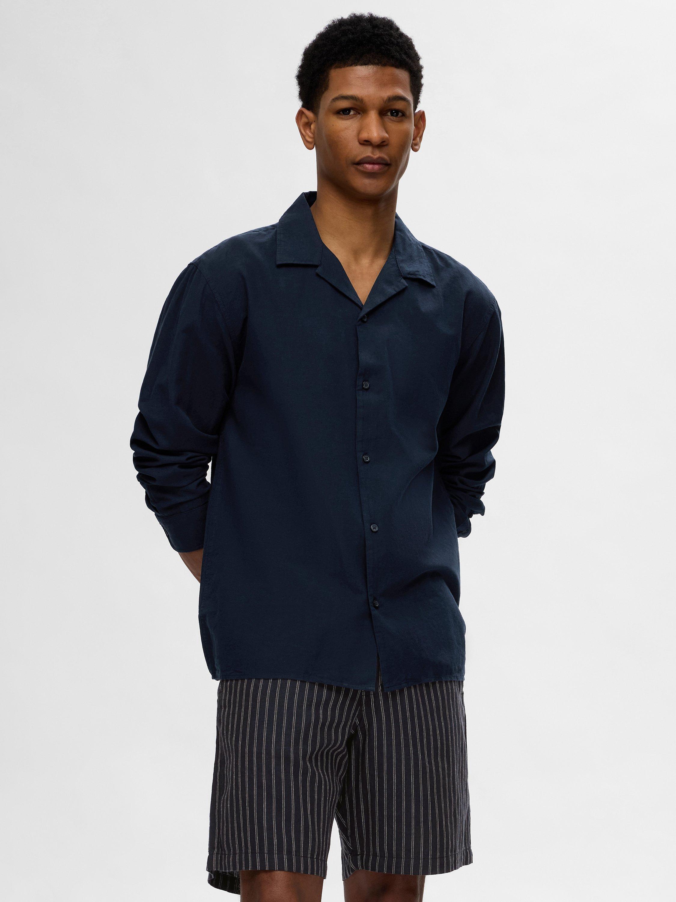 SELECTED HOMME Relax Fitted Linen Shirt, Sky Captain, S