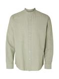 SELECTED HOMME Band Collar Linen Cotton Blend Shirt