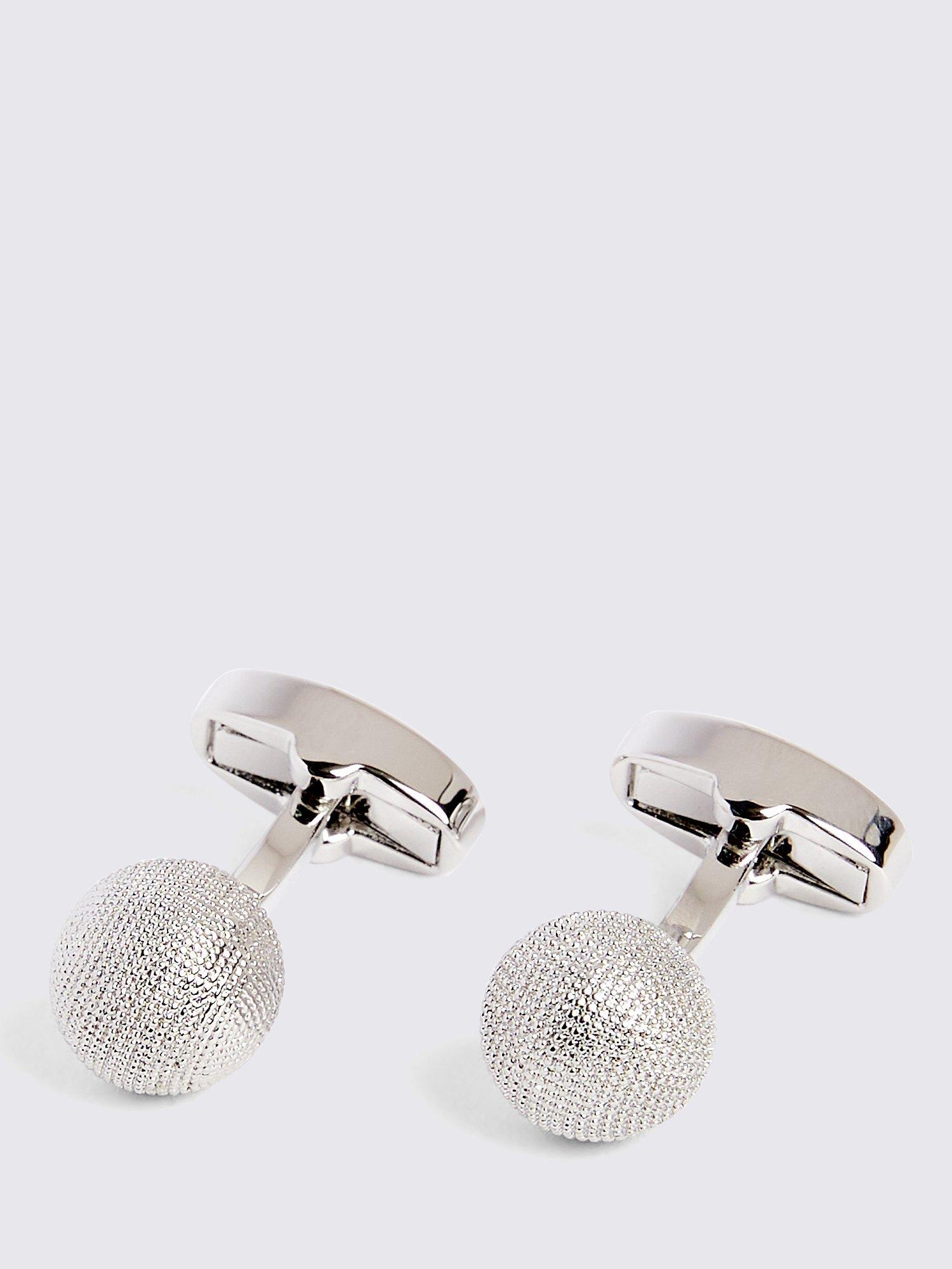 Moss Textured Sphere Cufflinks, Silver