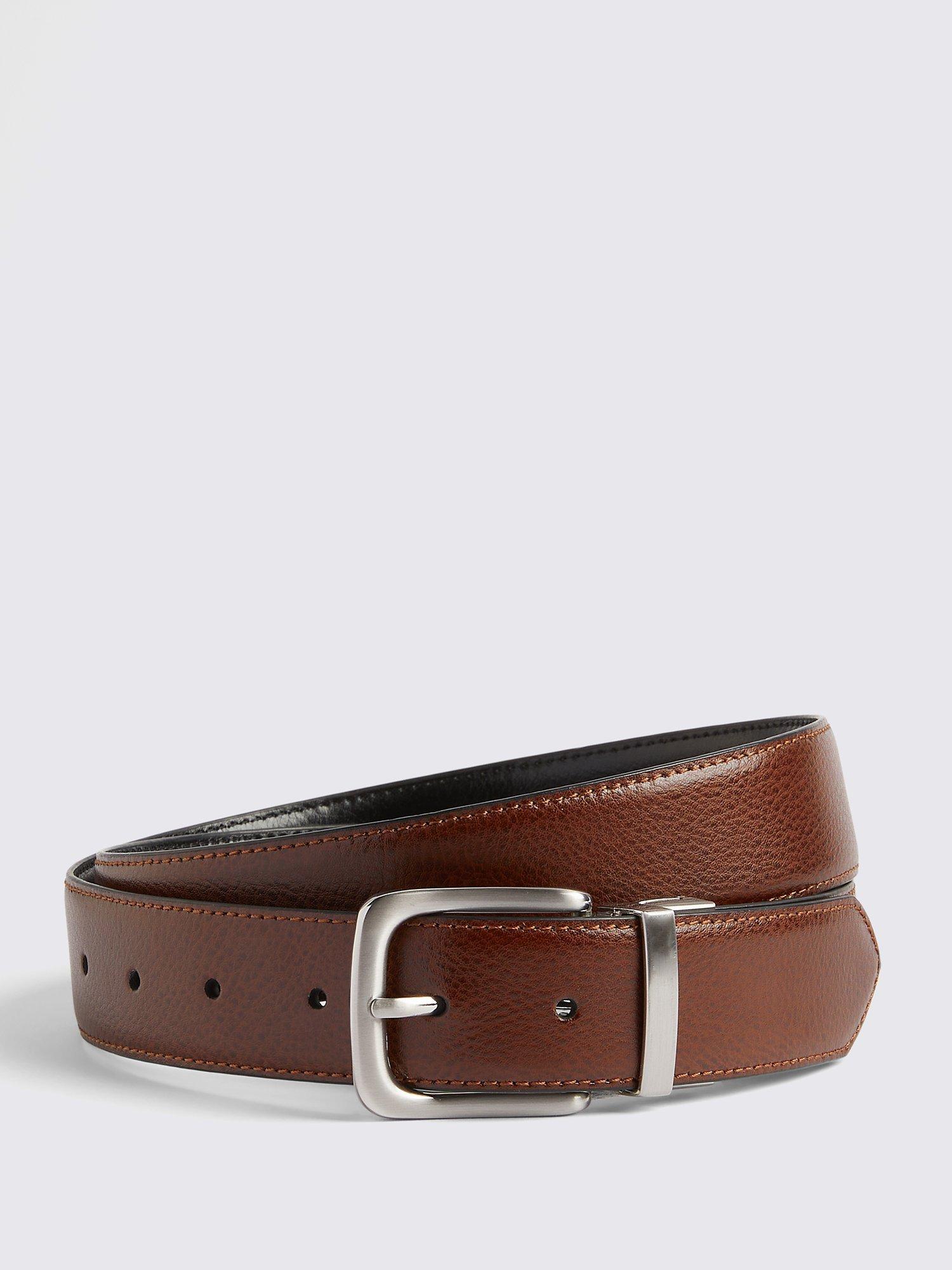 Product image 1 of 2, which shows Moss Casual Leather Reversible Belt, Brown/Black, S