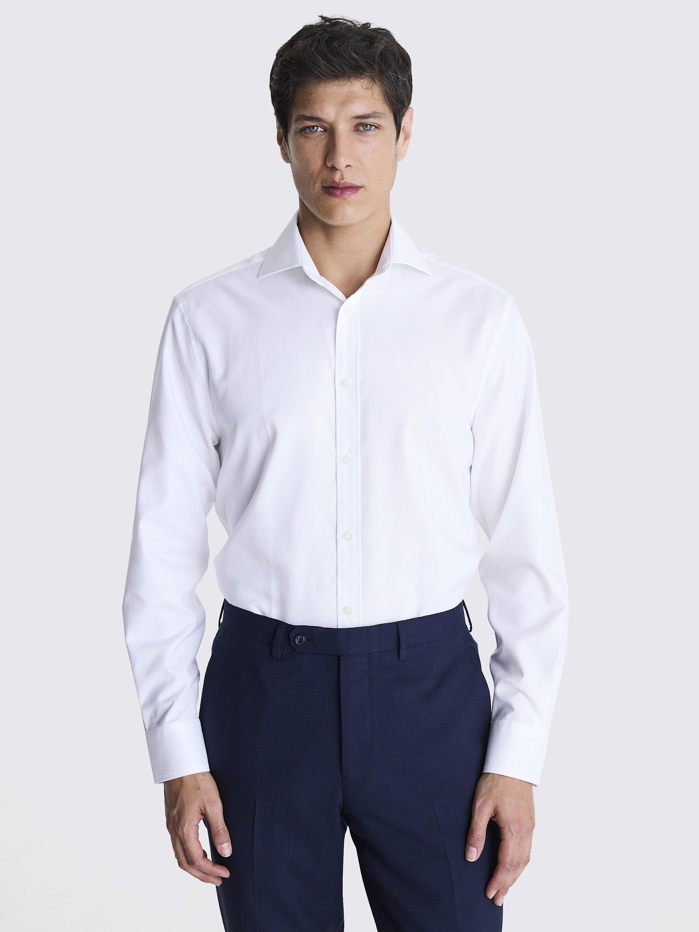 Moss Regular Fit Cotton Dobby Shirt, White