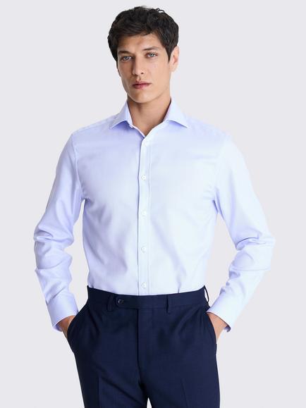 Moss Tailored Fit Cotton Dobby Shirt, Sky