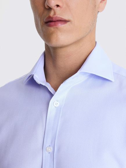 Moss Tailored Fit Cotton Dobby Shirt - view 2, Sky
