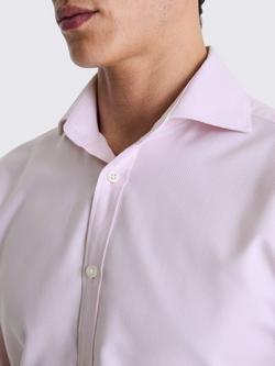 Moss Regular Fit Cotton Alfeo Dobby Weave Shirt, White - view 2, Pink