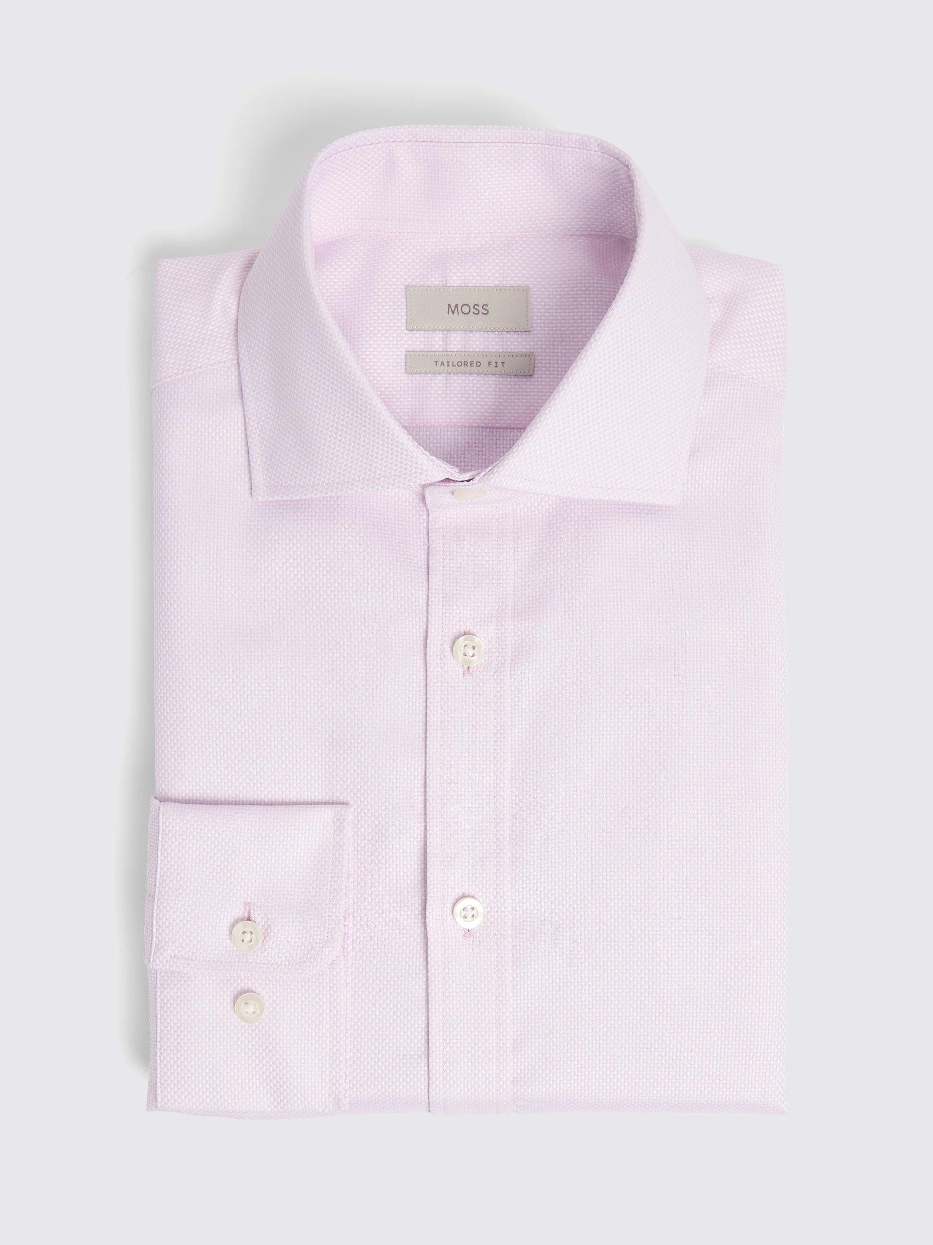 Product image 4 of 4, which shows Moss Tailored Single Cuff Cotton Dobby Shirt, Pink, 14.5