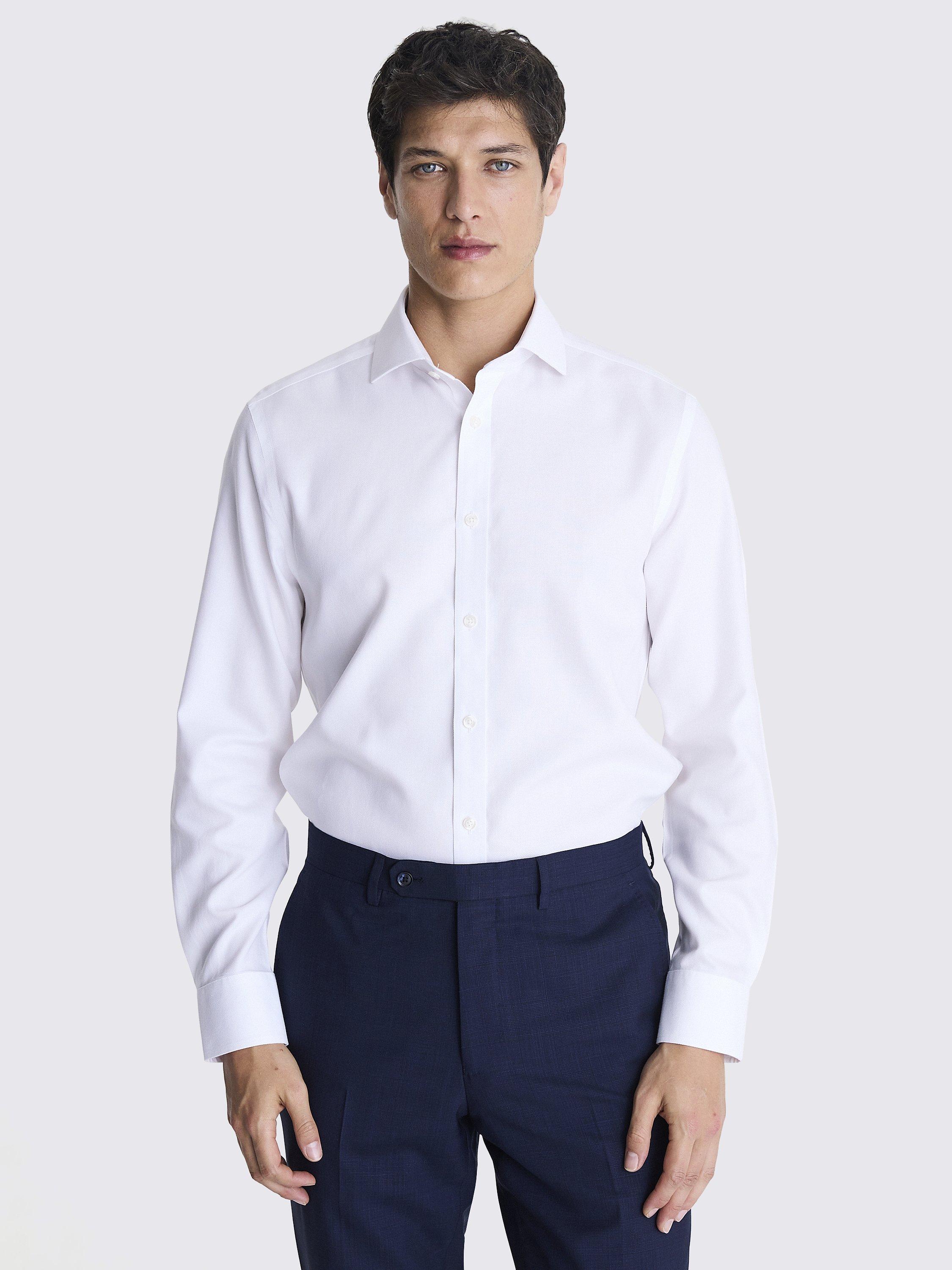 Moss Tailored Fit Royal Oxford Non-Iron Shirt, White, 14.5