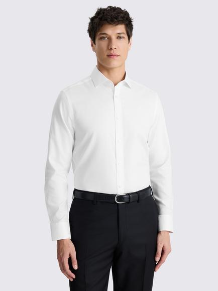 Moss Tailored Fit Royal Oxford Non-Iron Shirt, White