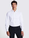 Moss Slim Fit Dobby Cotton Blend Stretch Double Cuff Shirt, White