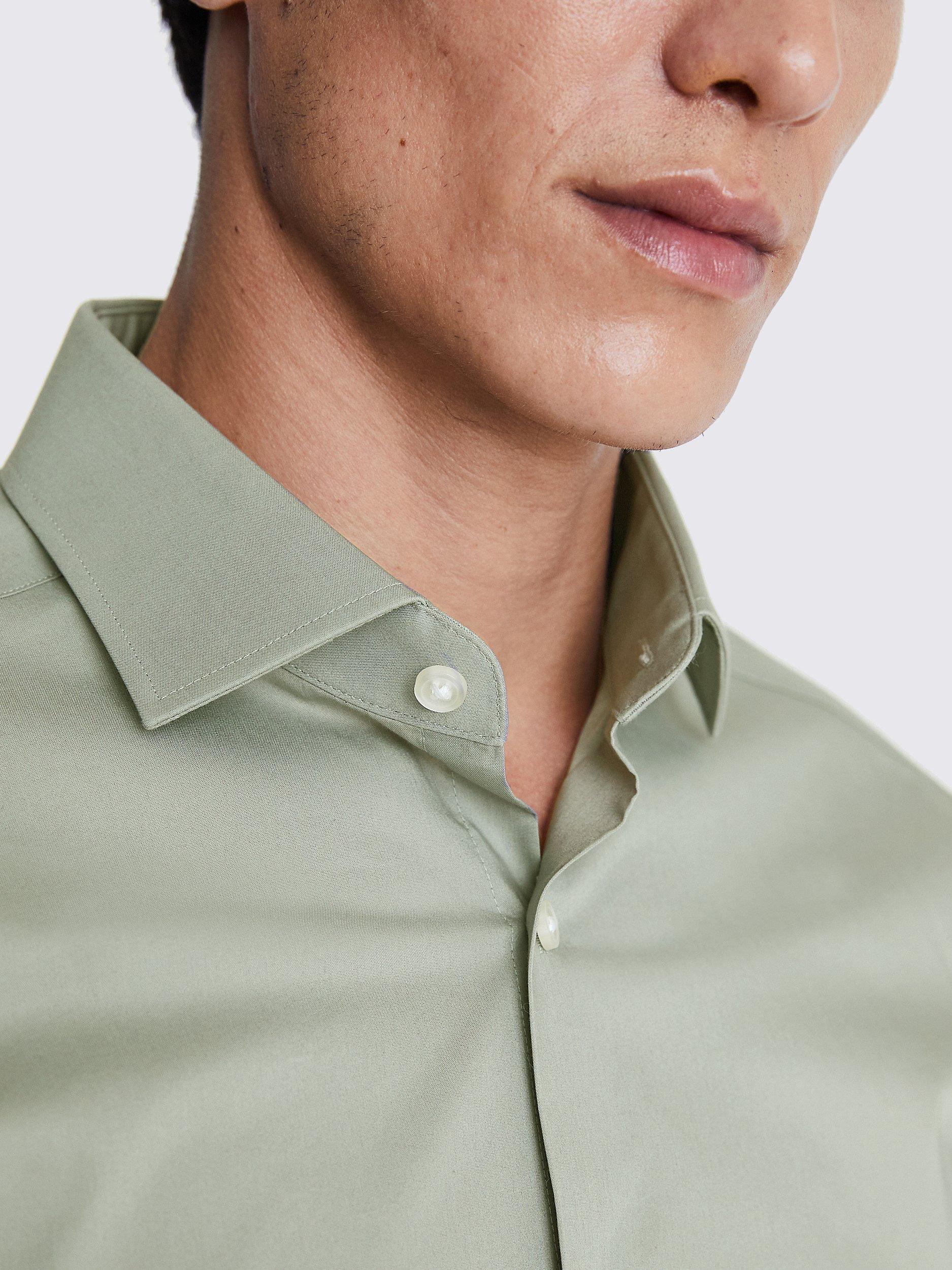 Product image 2 of 4, which shows Moss Slim Stretch Shirt, Sage, 14