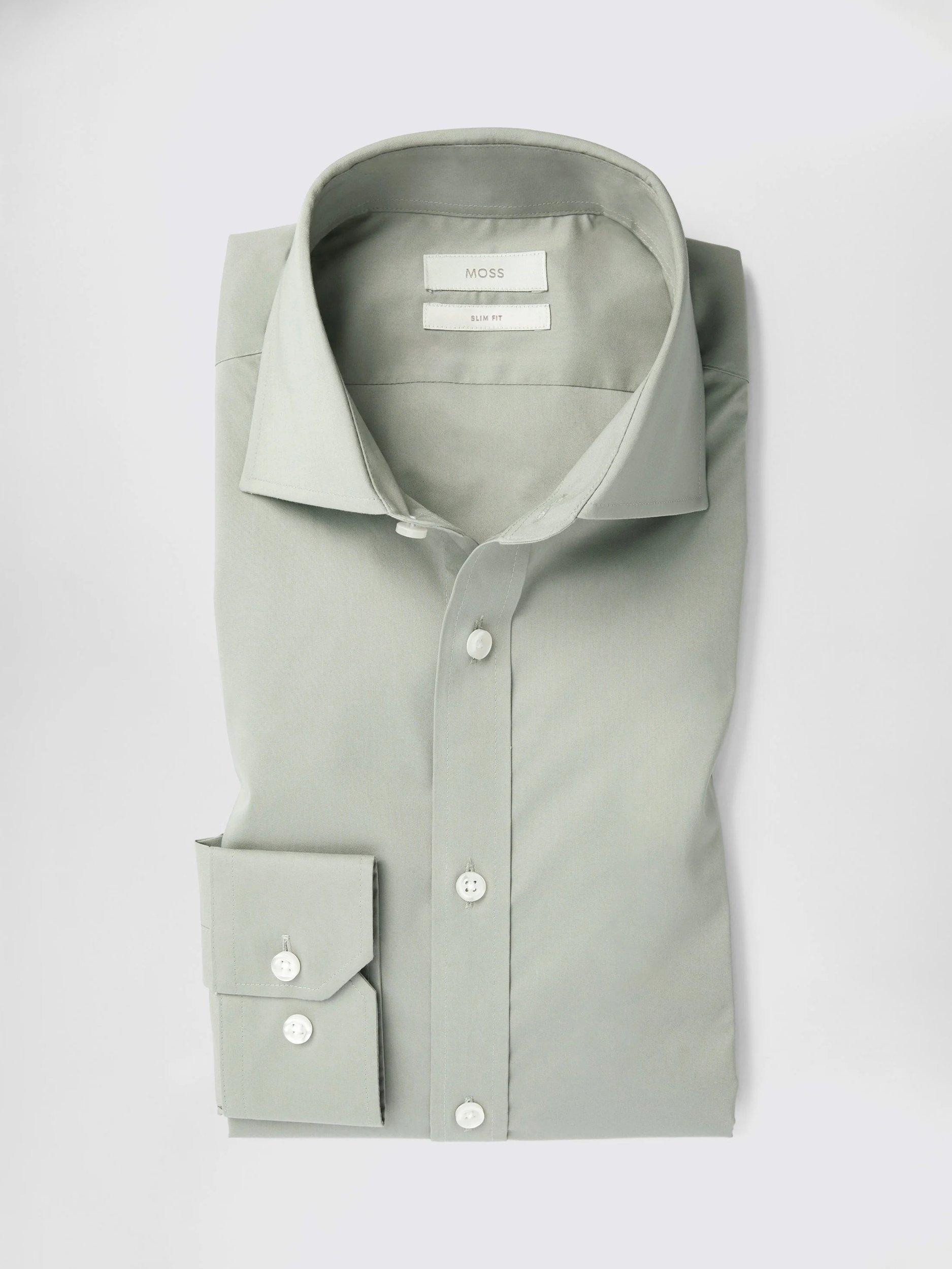 Product image 4 of 4, which shows Moss Slim Stretch Shirt, Sage, 14