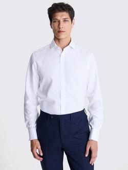Moss Tailored Fit Royal Oxford Double Cuff Non-Iron Shirt, White, White