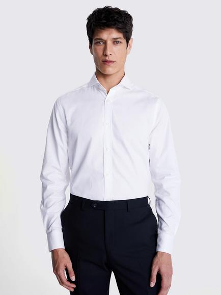 Moss Tailored Fit Cotton Dobby Shirt, White