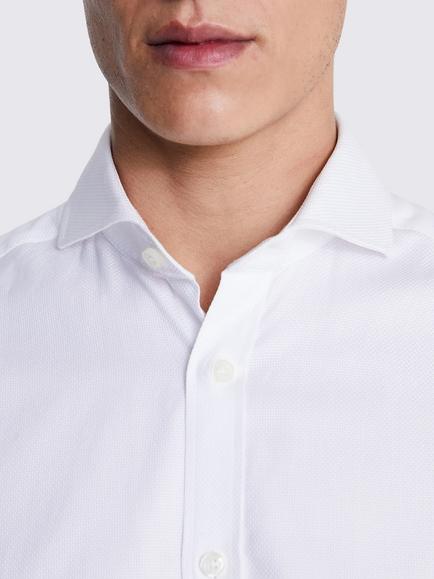 Moss Tailored Fit Cotton Dobby Shirt - view 2, White
