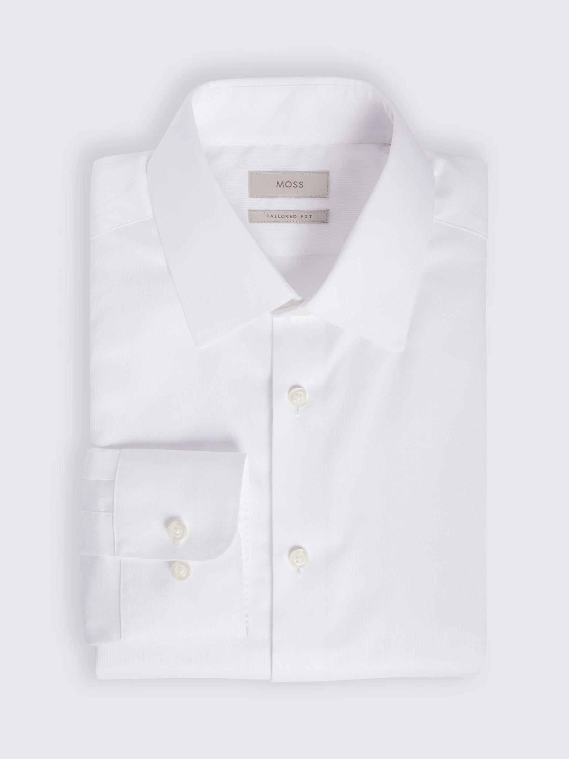 Product image 4 of 4, which shows Moss Cotton Tailored Fit  Pique Shirt, White, 19