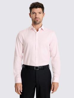 Moss Slim Fit Sky Dobby Cotton Blend Stretch Shirt, Pink