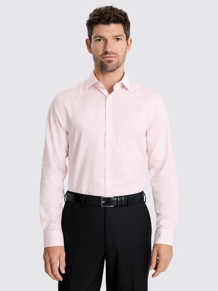 Moss Slim Fit Dobby Cotton Blend Stretch Shirt, Pink