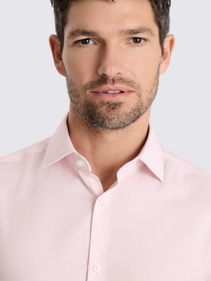 Moss Slim Fit Dobby Cotton Blend Stretch Shirt - view 2, Pink
