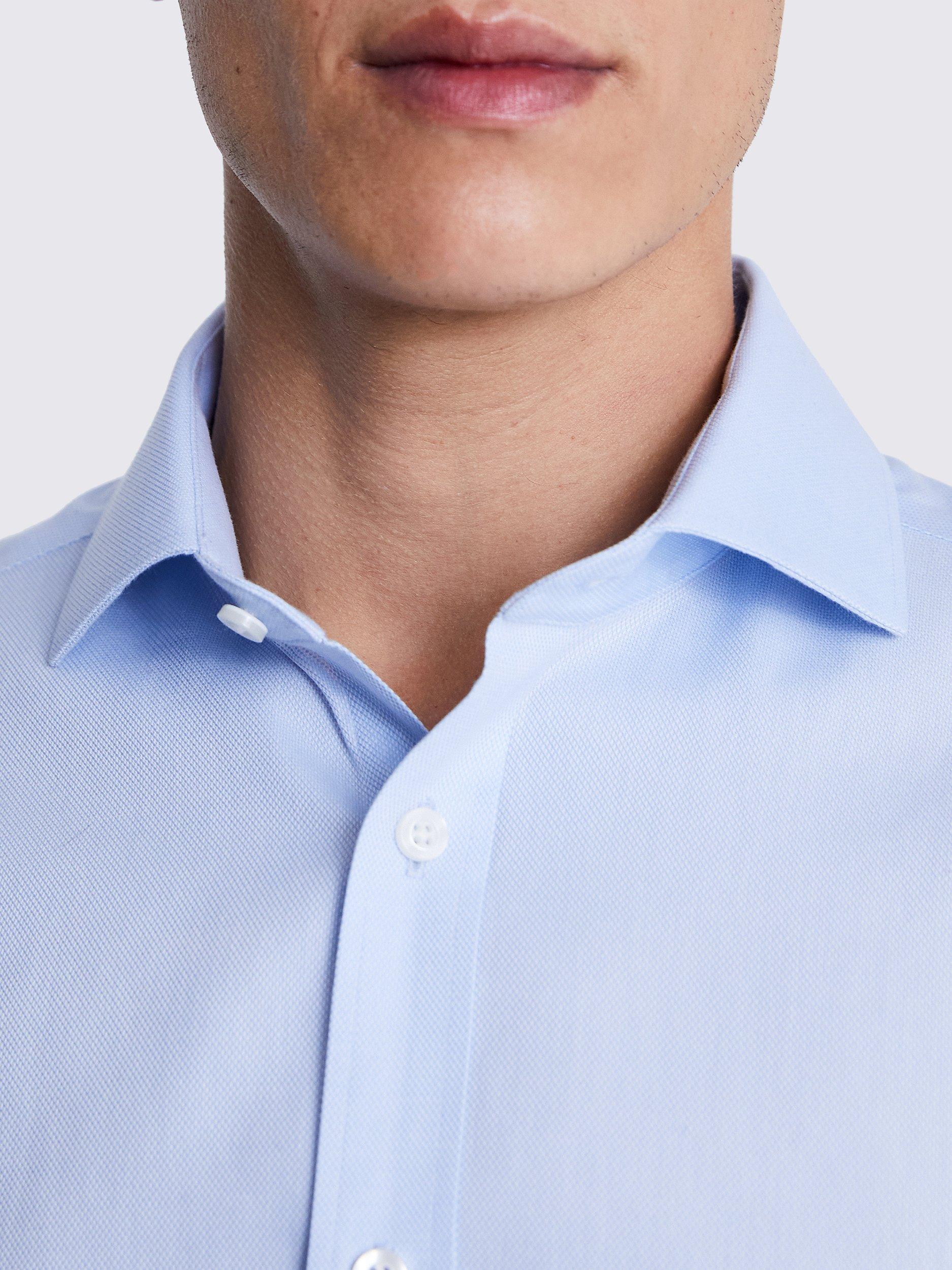 Product image 2 of 3, which shows Moss Tailored Fit Royal Oxford Non-Iron Shirt, Sky Blue, 15.5