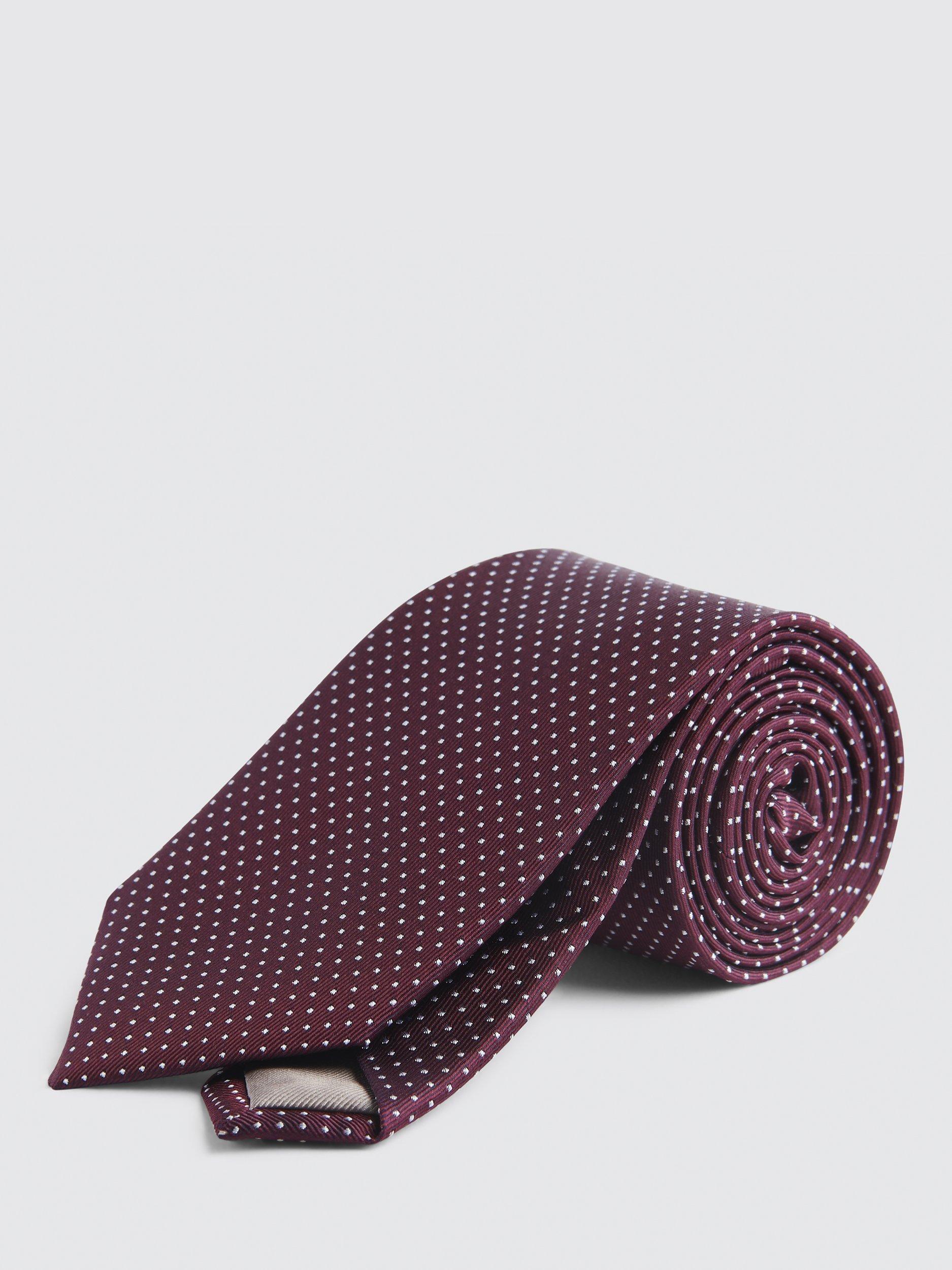 Moss Pindot Silk Tie, Burgundy, One Size