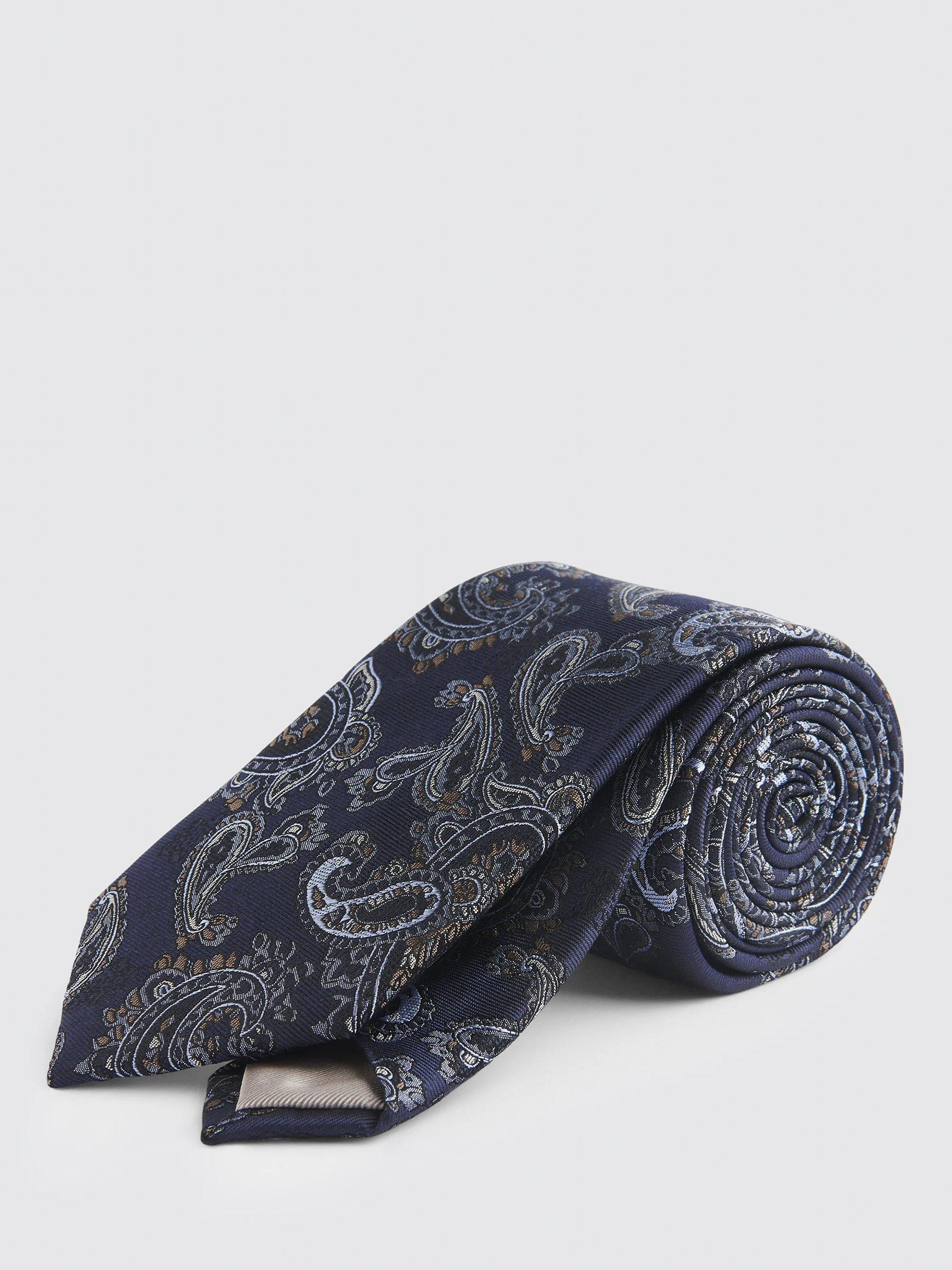 Moss Paisley Print Silk Tie, Blue/Multi, One Size
