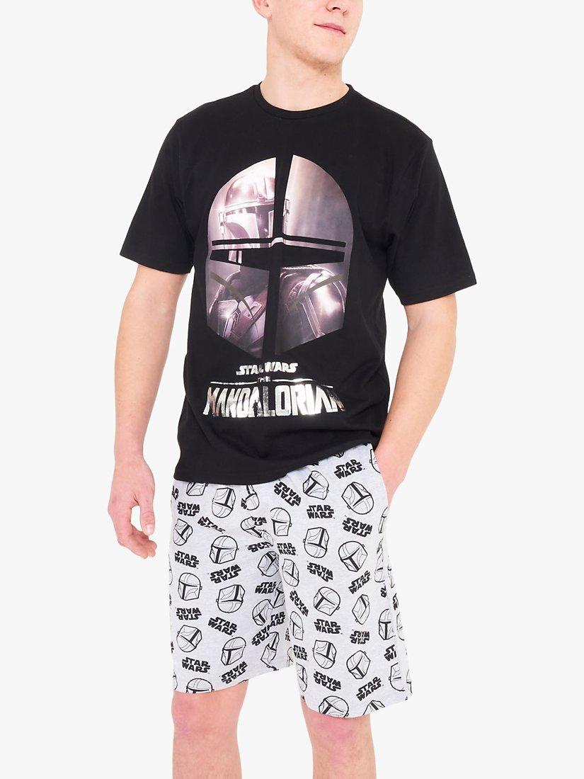 Brand Threads Mandalorian Graphic Print Short Pyjama Set, Black