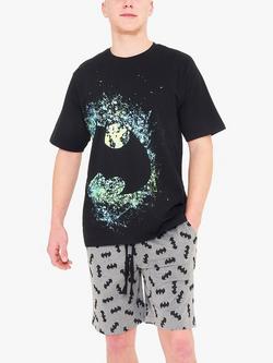 Brand Threads Batman Short Pyjama Set, Black/Grey, Black/Grey