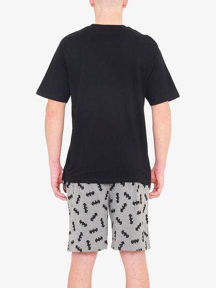 Brand Threads Batman Short Pyjama Set, Black/Grey - view 2, Black/Grey