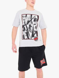 Brand Threads Marvel Comics Graphic Print Short Pyjama Set, Black, Black