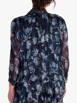 chesca Plain Satin And Floral Print Chiffon Shrug, Navy - view 2, Navy