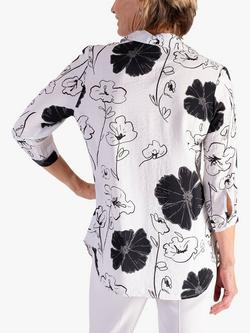 chesca Floral Pintuck Shirt, White/Black - view 2, White/Black