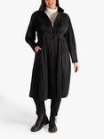 chesca Lightweight Quilt Pleated Long Coat, Black