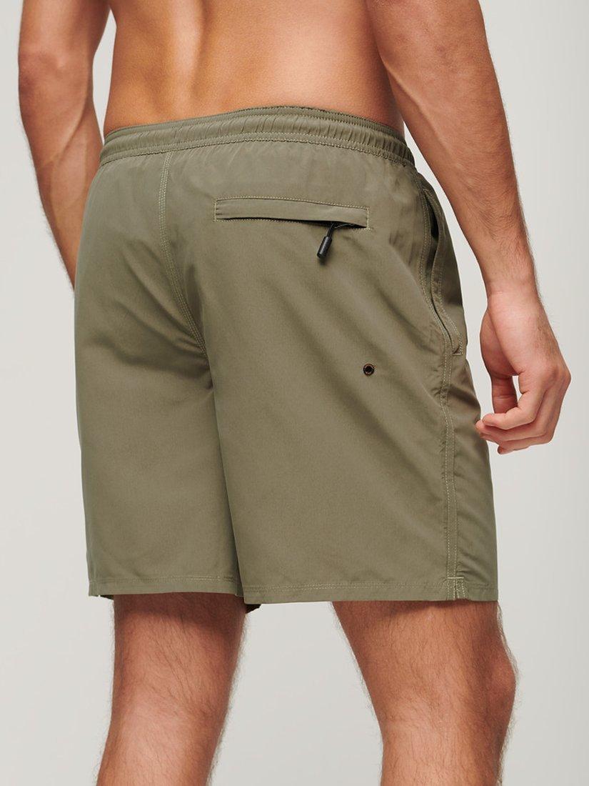 Superdry Premium Embroidered 17" Swim Shorts, Light Khaki Green, S
