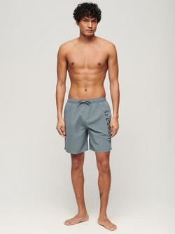 Superdry Premium Embroidered 17" Swim Shorts - view 2, Stormy Weather Grey