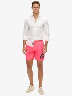Superdry Sportswear Logo 17" Recycled Swim Shorts, Shocking Pink