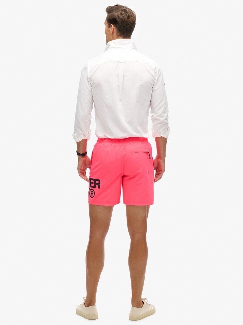 Product image 2 of 8, which shows Superdry Sportswear Logo 17" Recycled Swim Shorts, Shocking Pink, S