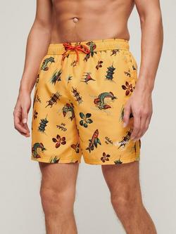 Superdry Hawaiian Print 17" Swim Shorts, Aloha Golden Yellow
